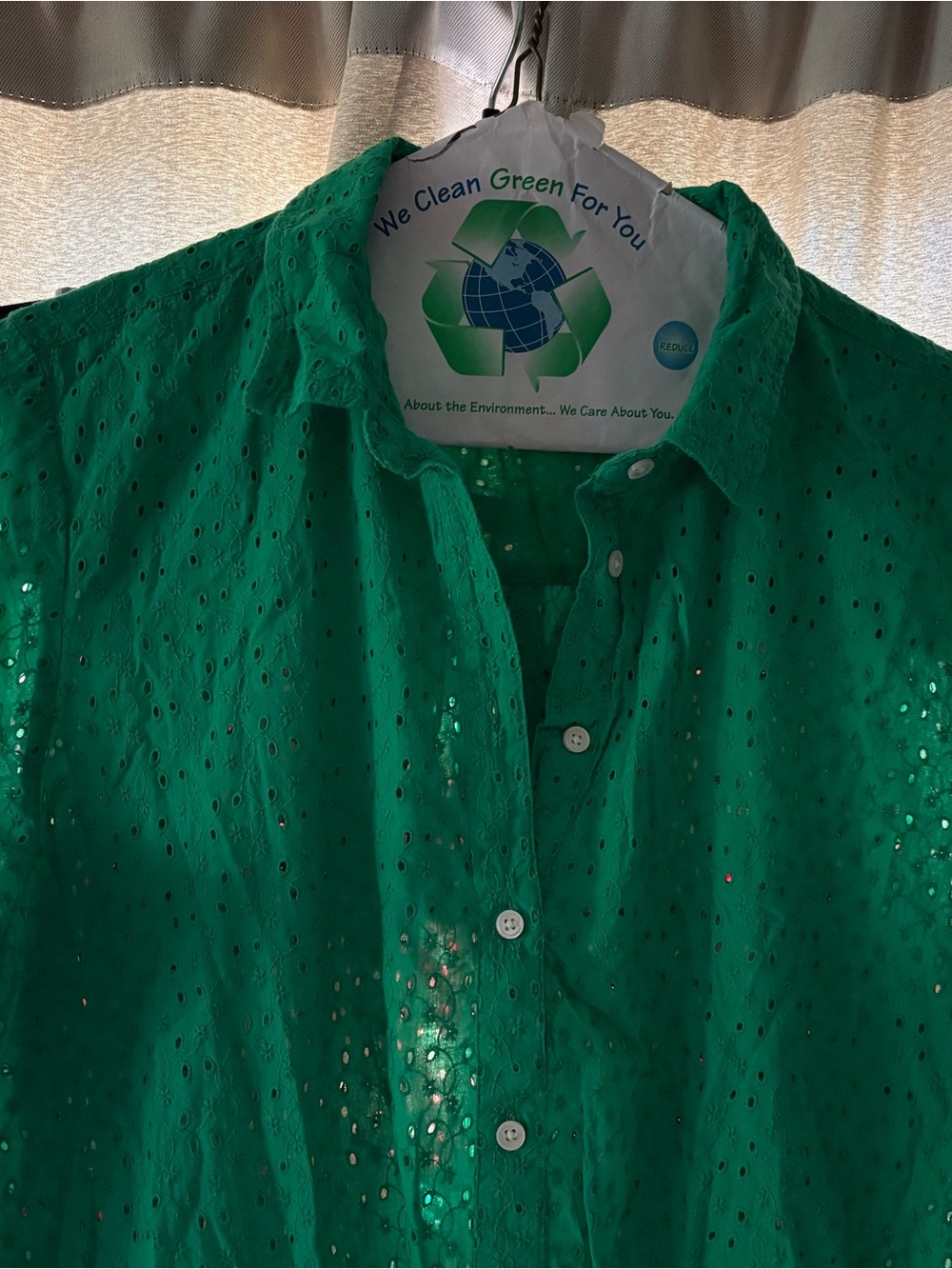 J. Crew Factory Green Eyelet Mini Dress